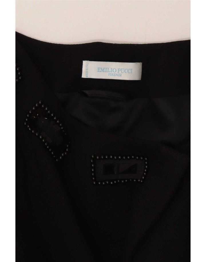 Emilio Pucci Veste blazer longue pour femme UK 14 Laine vierge noire moyenne