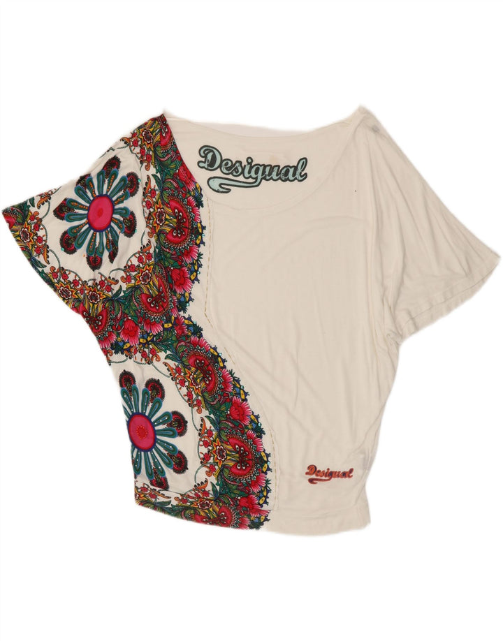 Desigual Chemisier graphique surdimensionné pour femme UK 10 Petit motif floral blanc