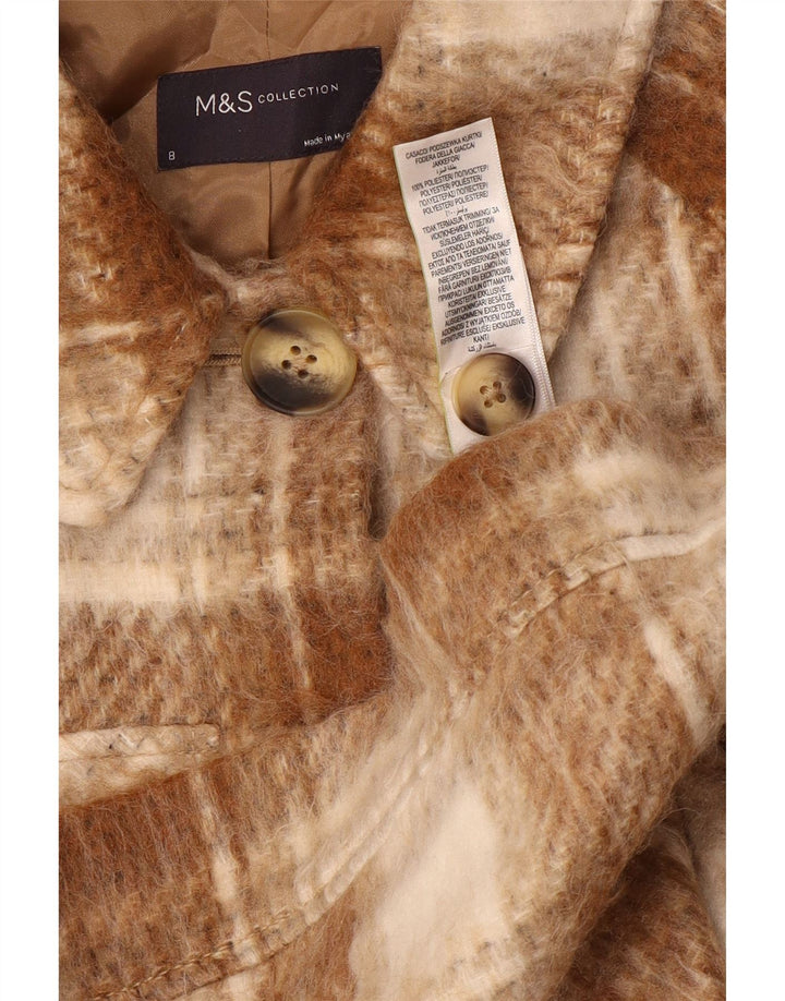 Marks & Spencer Veste utilitaire pour femme UK 8 Petit marron à carreaux en polyester