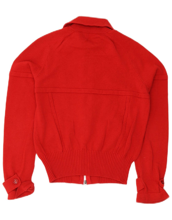 D. Extérieur Cardigan court pour femme UK 12 en coton rouge moyen