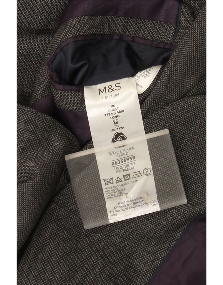 Marks & Spencer Veste Blazer 2 Boutons Homme UK 46 XL Laine Grise