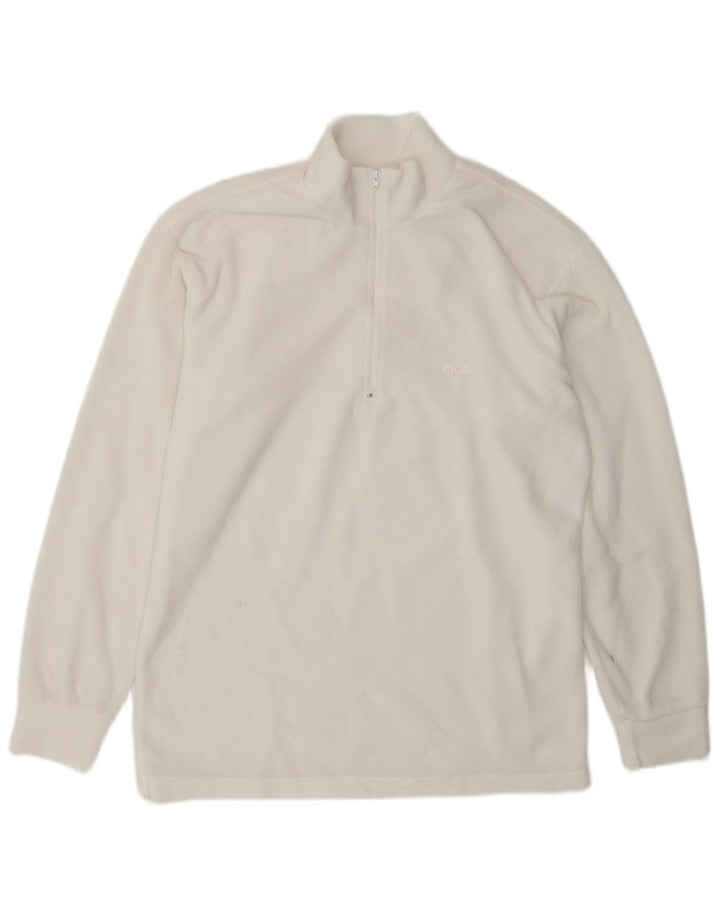 Fila Pull polaire à col zippé pour homme IT 48 Blanc moyen Polyester