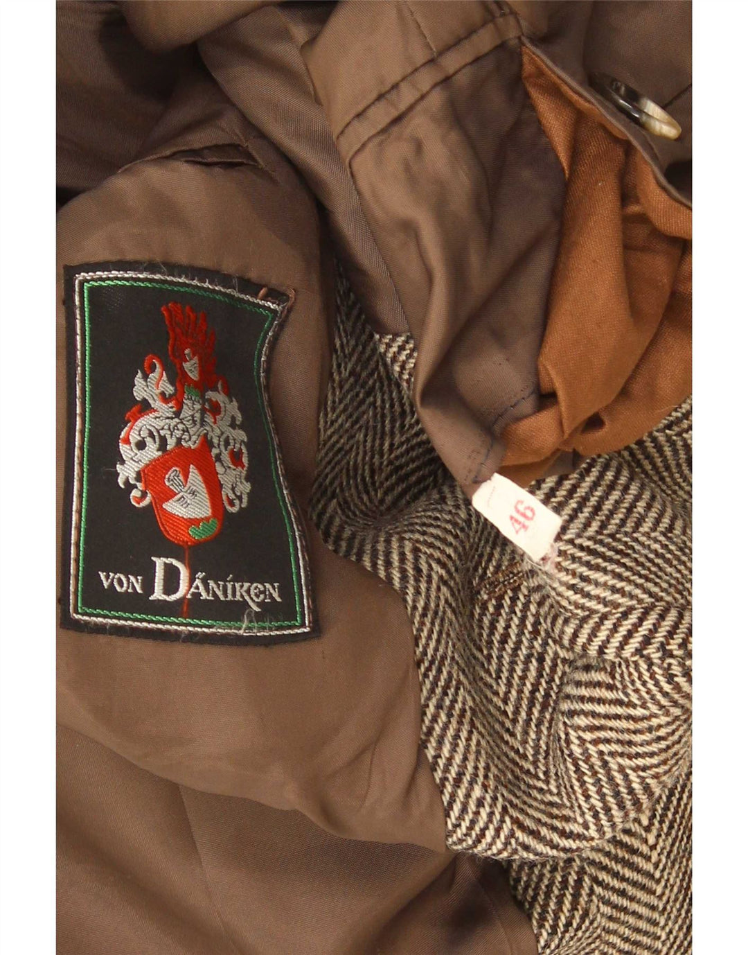 vintage Homme 2 Bouton Blazer Veste IT 46 Petit Chevron Marron