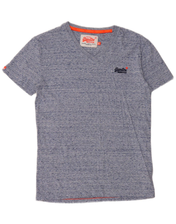 Superdry Homme T-Shirt Top Small Bleu Moucheté Coton