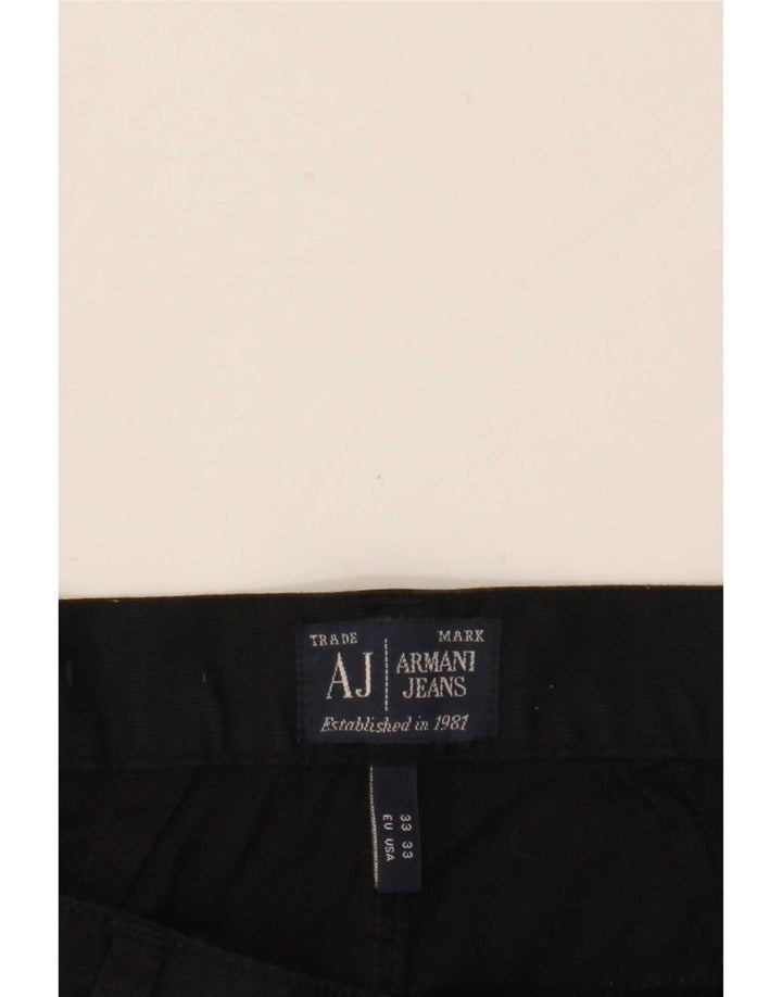 Armani Pantalon décontracté régulier pour homme W33 L27 Coton noir