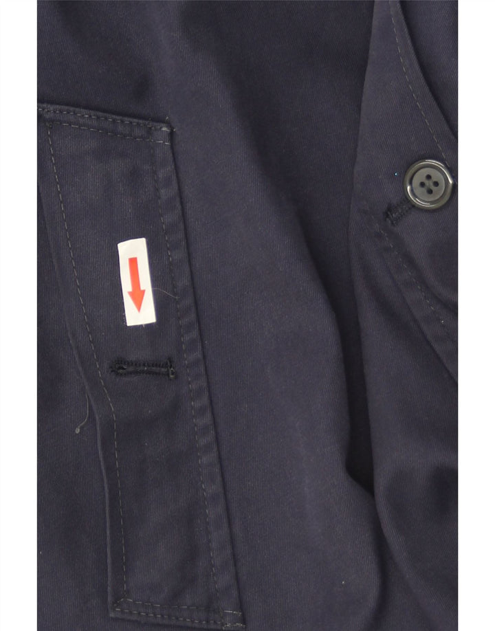 vintage Homme Pardessus IT 52 XL Bleu Marine Polyester