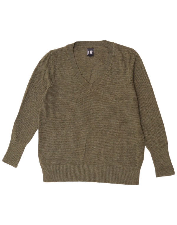 Gap Pull col V pour femme UK 16 Large Kaki Nylon