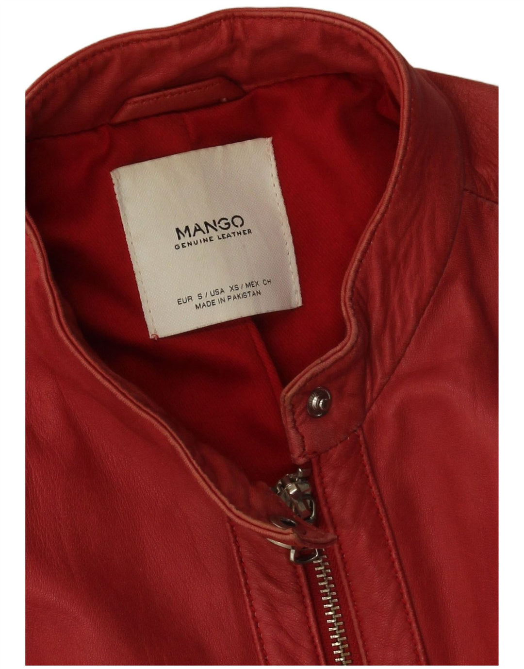 Mango Veste en cuir pour femme UK 10 Petit cuir rouge