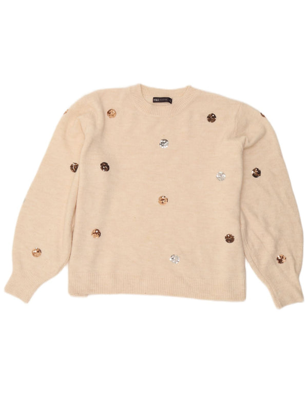 Marks & Spencer Pull à col rond pour femme UK 18 XL Blanc cassé