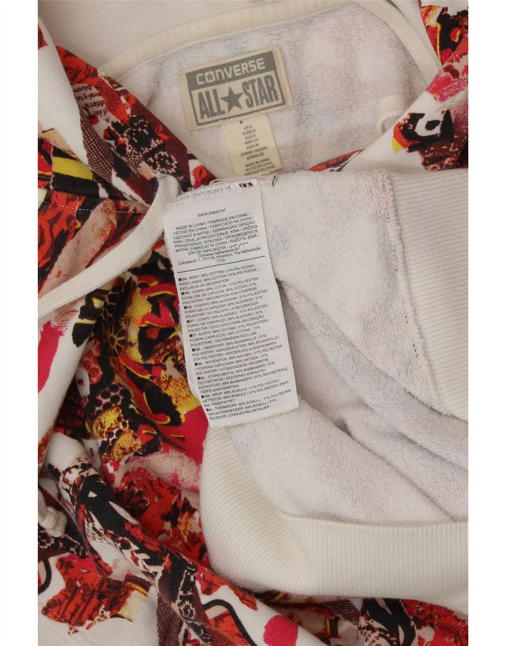 CONVERSE Pull à capuche à motif abstrait pour femme UK 10 Small Multicolore