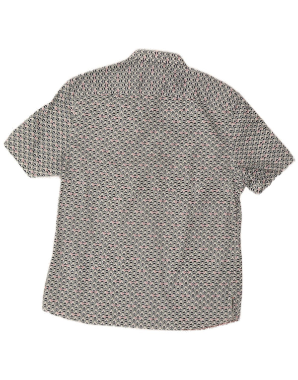 Chemise à Manches Courtes Coupe Ajustée Homme White Stuff XL Bleu Géométrique Coton