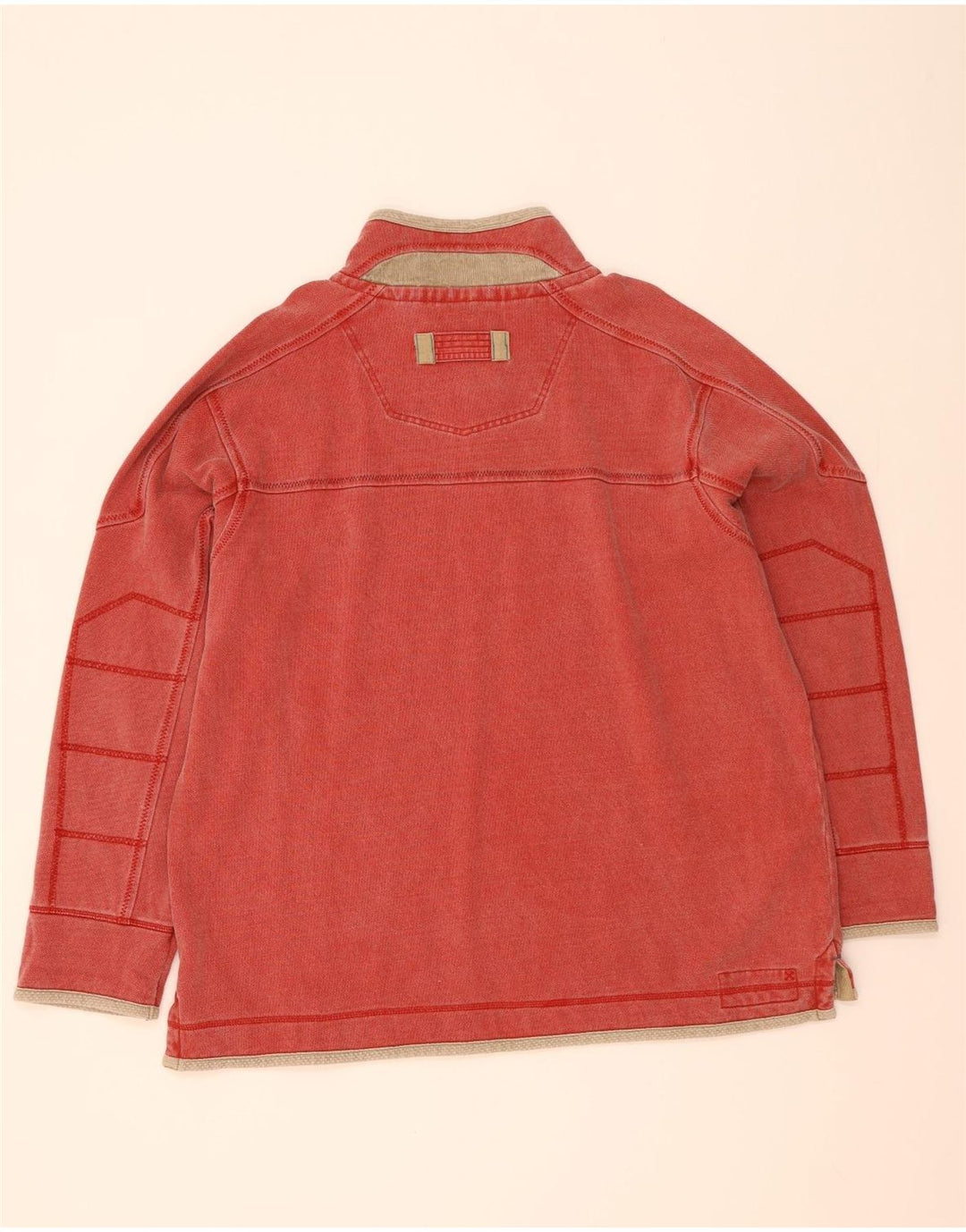 Fat Face Sweat-shirt col zippé pour homme en coton rouge 2XL