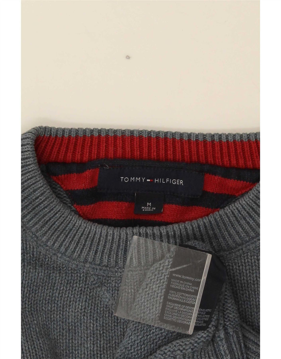 Tommy Hilfiger Pull Ras du Cou Homme Gris Moyen Coton