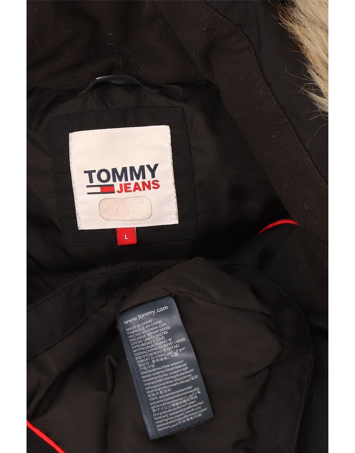 Tommy Hilfiger Veste matelassée à capuche pour femme UK 16 Large Noir Polyamide