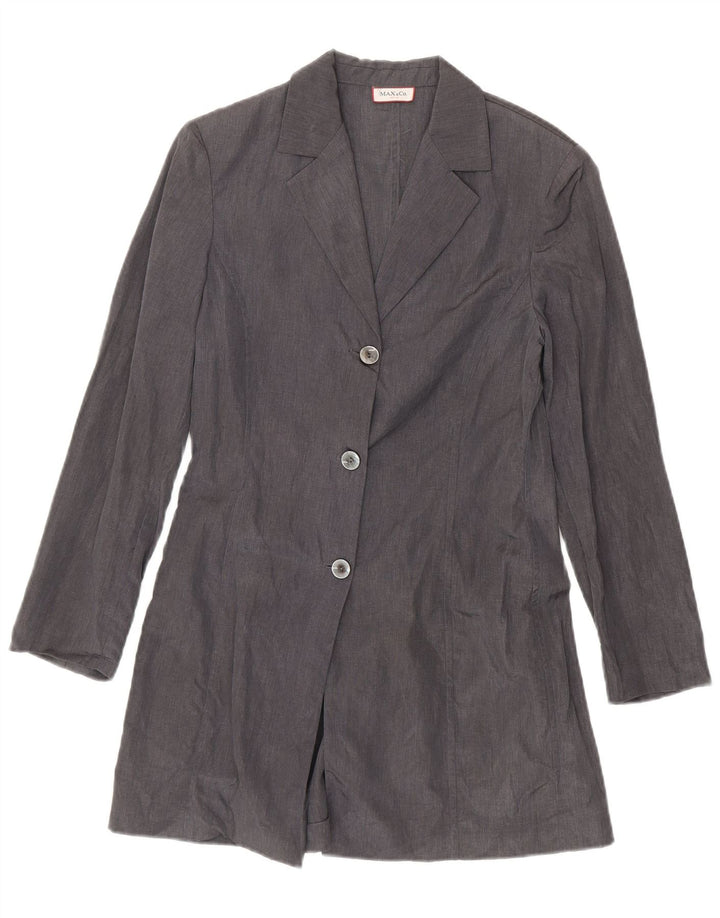 Max & Co. Veste blazer longue à 3 boutons pour femme UK 12 Lin gris moyen