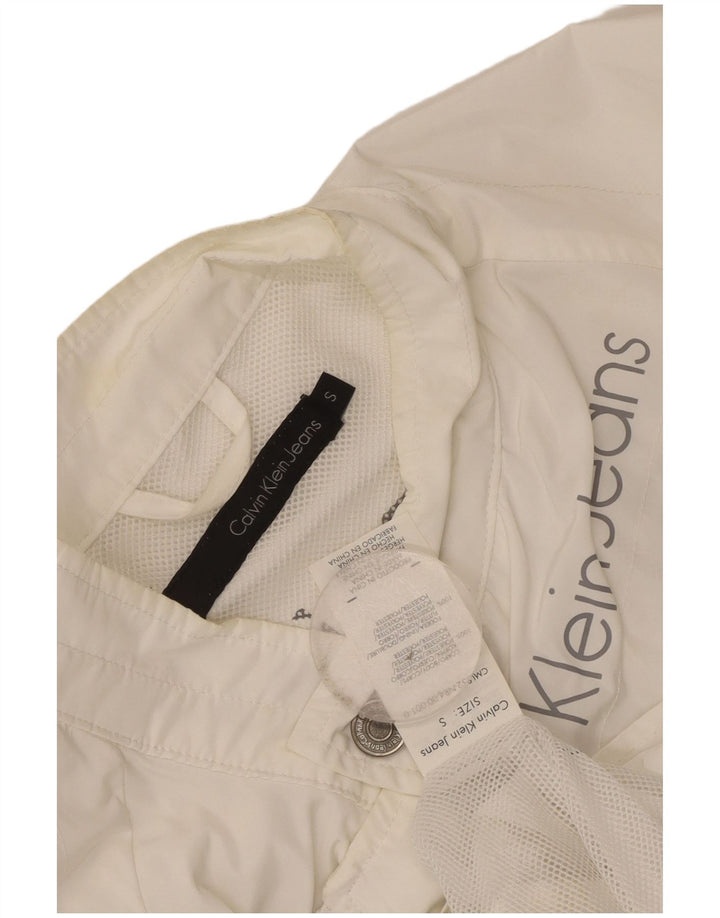 Calvin Klein Jeans Veste de pluie graphique pour femme UK 10 Small Blanc Polyester