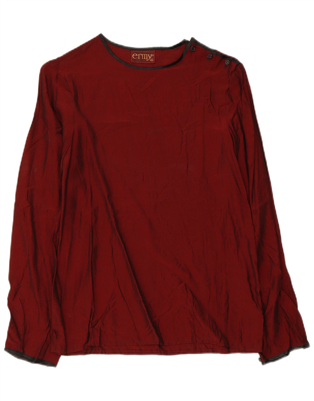 Blouse Femme Vintage Top IT 42 Viscose Bordeaux Moyen