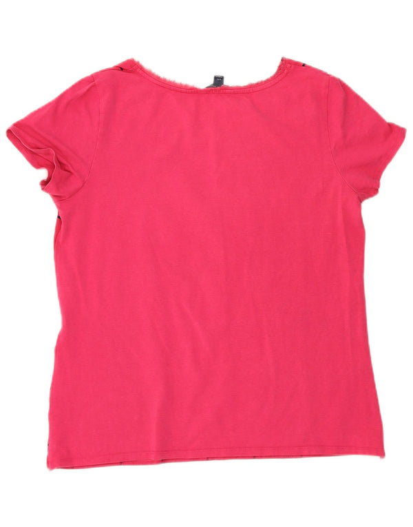 Tommy Hilfiger T-shirt graphique pour femme UK 14 Large Rose Géométrique