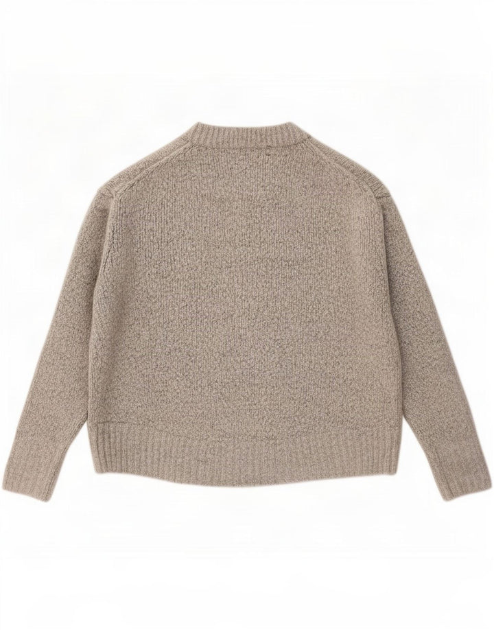 Zara Pull surdimensionné à col rond pour femme UK 10 Petit gris moucheté