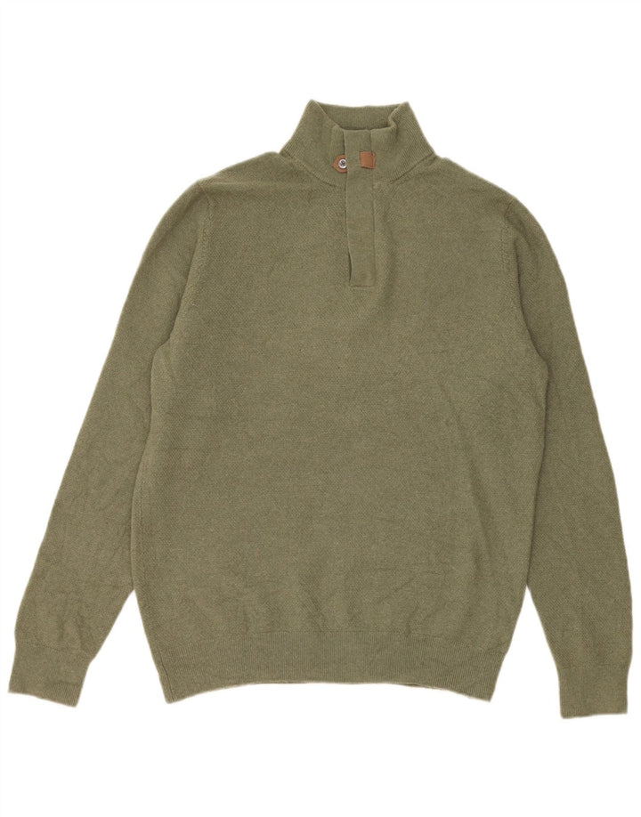 Massimo Dutti Pull Col Zippé Homme Laine Vert Moyen