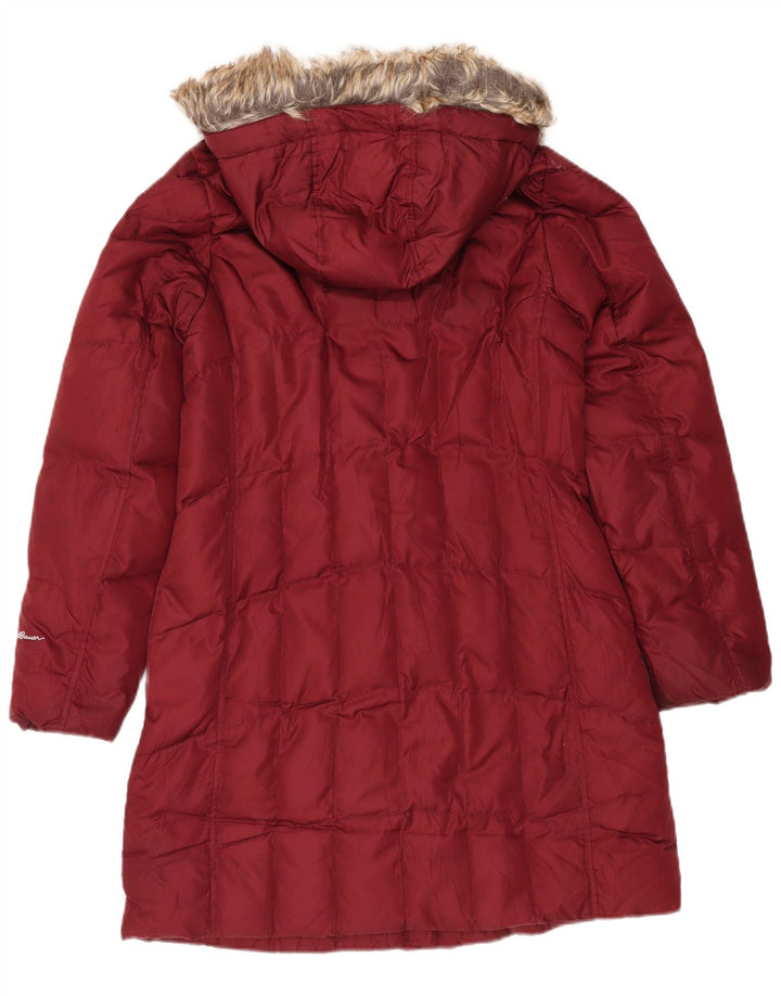Eddie Bauer Manteau rembourré à capuche pour femme UK 14 Polyester bordeaux moyen