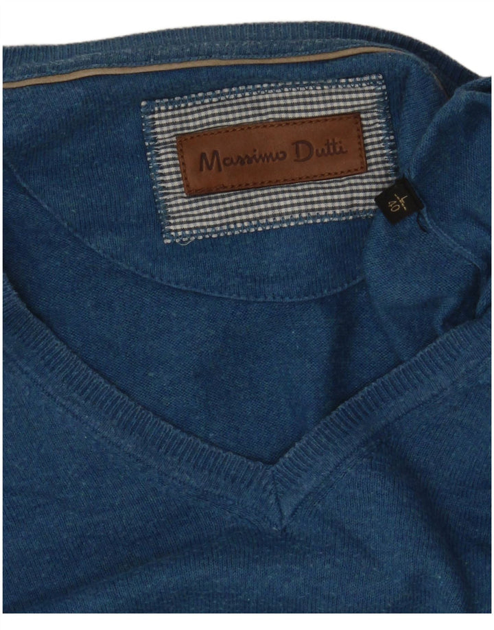 Massimo Dutti Pull col V pour homme Bleu Taille L