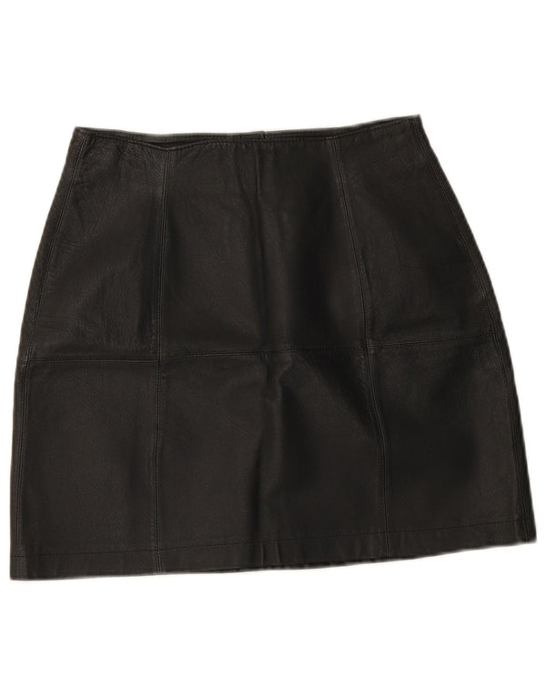 vintage Femme Mini Jupe En Cuir W25 XS Cuir Noir