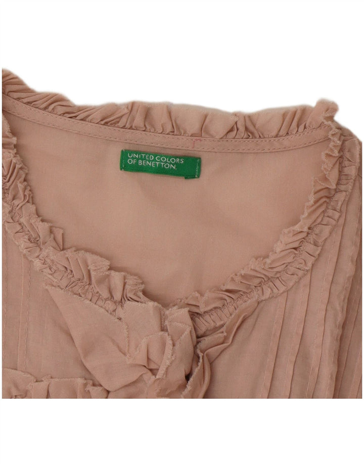 Benetton Chemisier à volants sur le devant pour femme UK 14 Large Rose