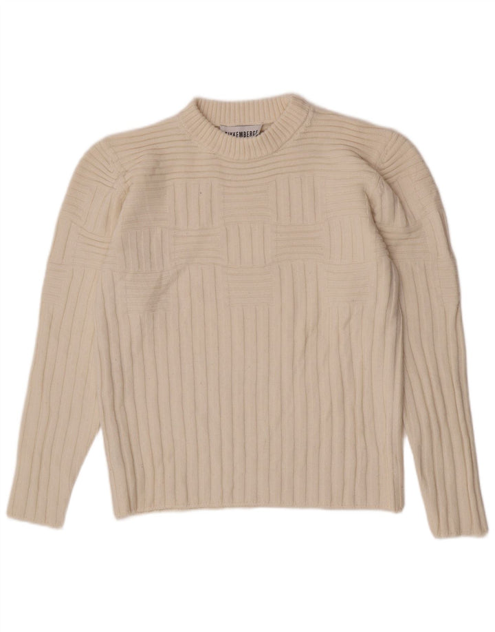 Bikkembergs Pull à col rond pour femme UK 12 Medium Off White
