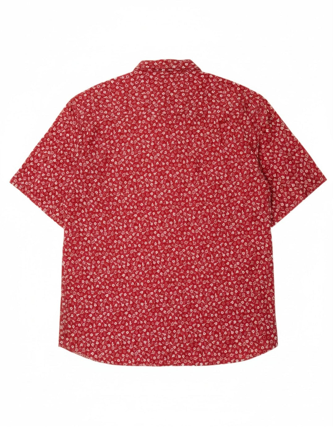VINTAGE Mens Short Sleeve Shirt Small Red Floral