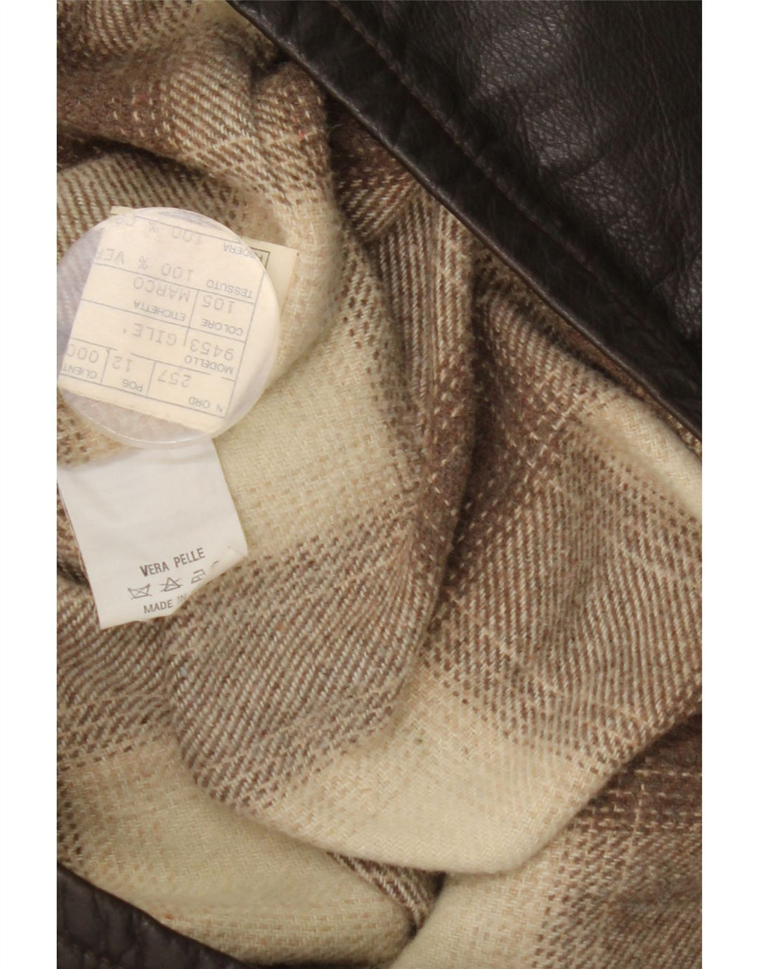 Gilet en cuir homme vintage IT 48 Cuir colour block marron moyen