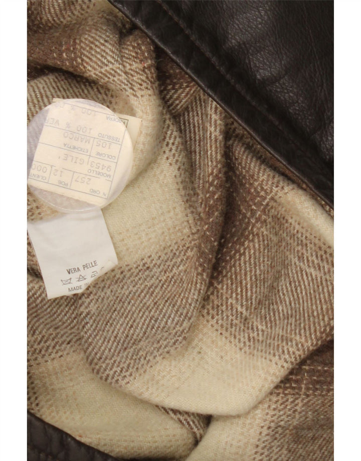 Gilet en cuir homme vintage IT 48 Cuir colour block marron moyen