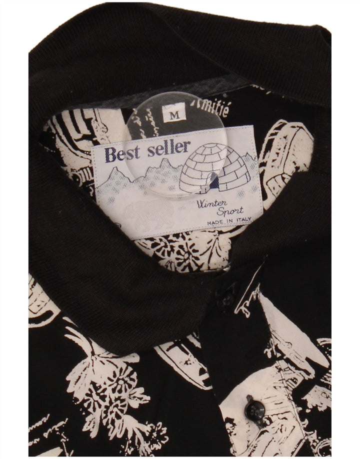 VINTAGE Chemise pull graphique homme noir moyen