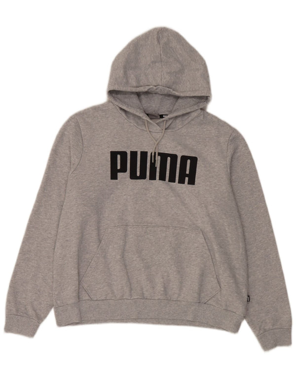 Puma Pull à capuche graphique surdimensionné pour femme UK 18 XL Gris chiné en coton