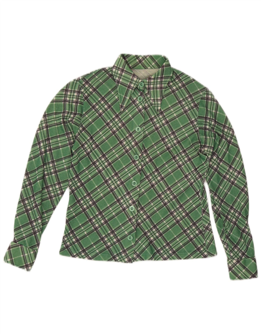 chemise femme vintage UK 12 Chèque vert moyen