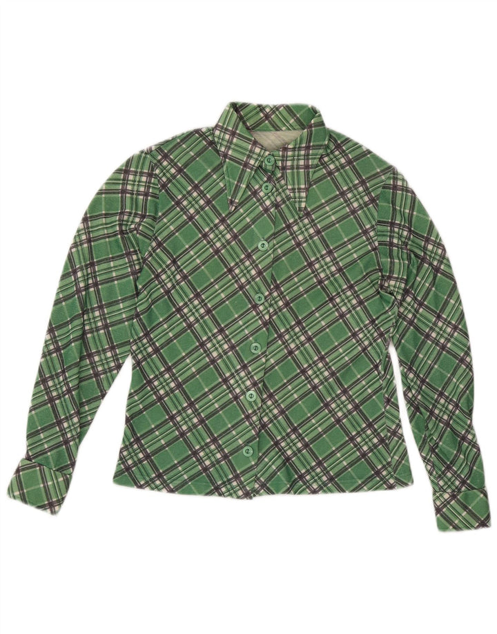 chemise femme vintage UK 12 Chèque vert moyen
