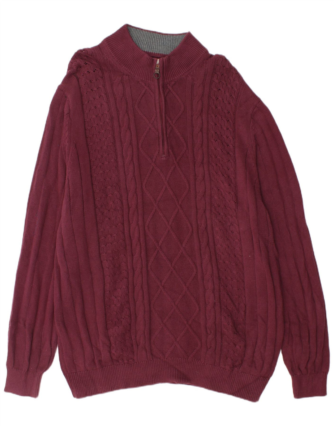 IZOD Pull à col zippé pour homme en coton bordeaux 2XL