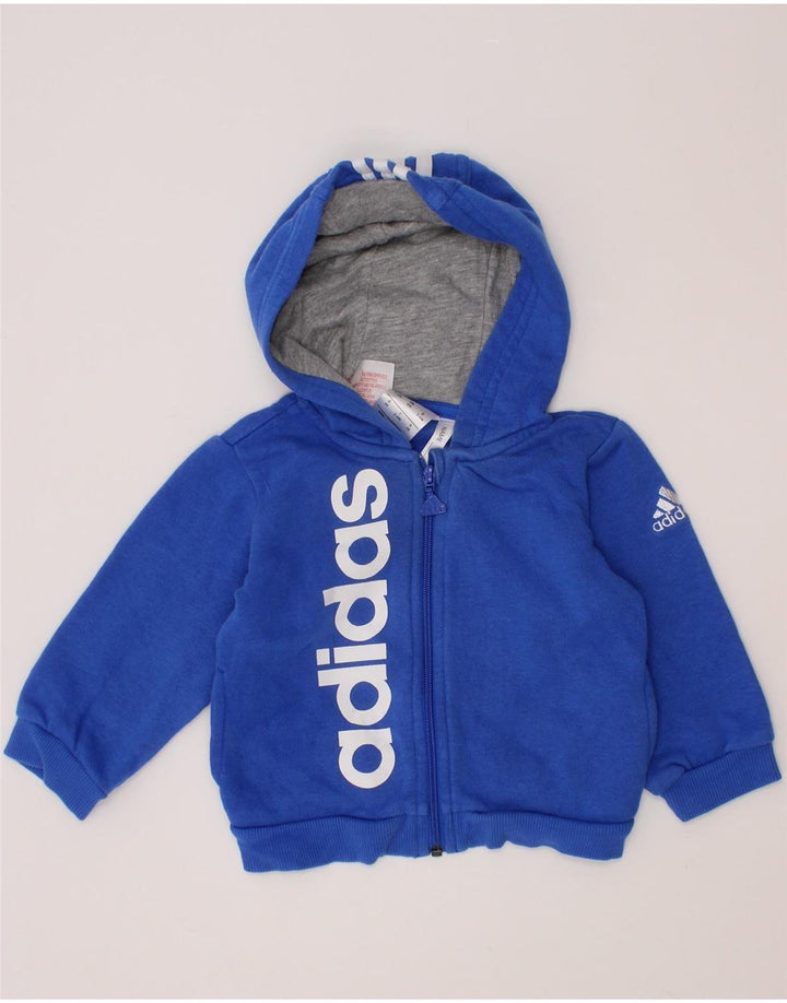 ADIDAS Pull à capuche zippé graphique pour bébé garçon 3-6 mois Bleu Coton