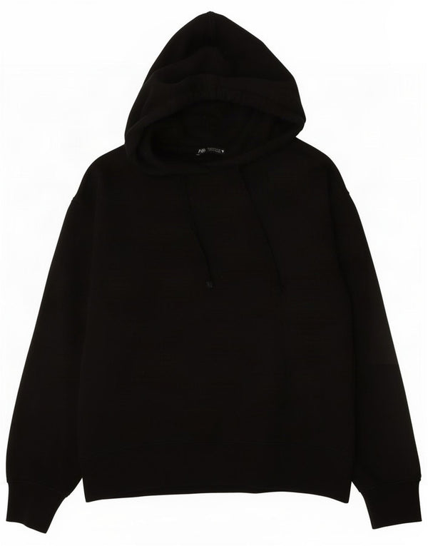 Zara Pull à capuche surdimensionné pour femme UK 10 Petit coton noir