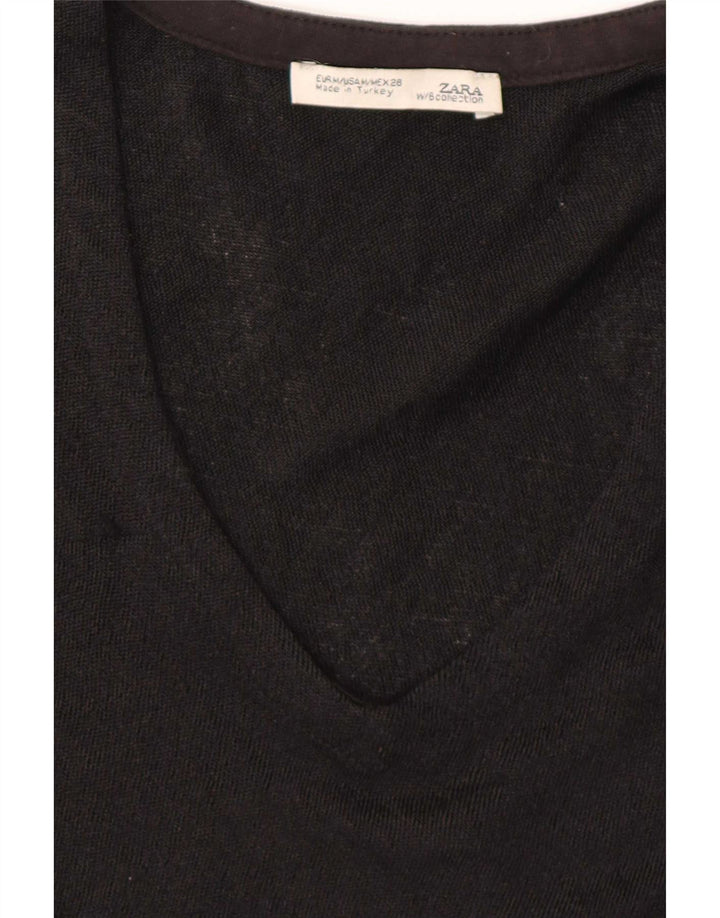 Zara Womens Batwing Top Manches Longues UK 14 Moyen Noir