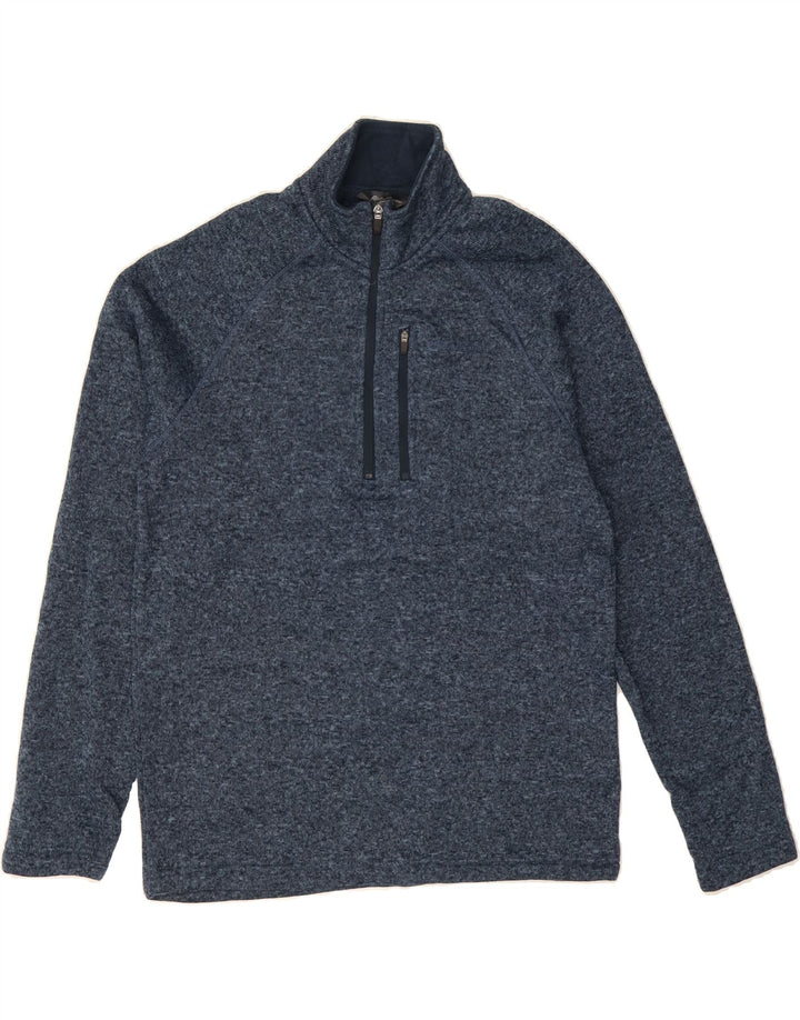 EDDIE BAUER Mens Zip Neck Sweatshirt Jumper Medium Navy Blue Flecked Vintage Eddie Bauer and Second-Hand Eddie Bauer from Messina Hembry 