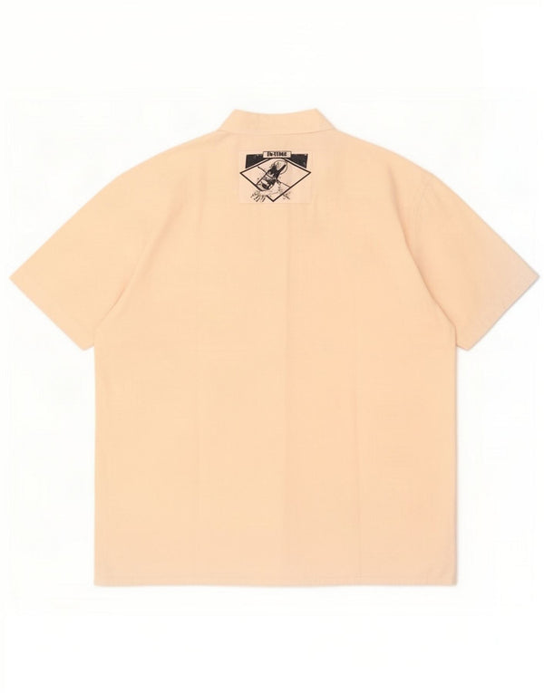 Vintage Chemise pull à manches courtes pour femme UK 20 2XL Beige