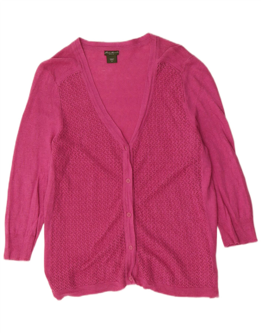 Eddie Bauer Cardigan à manches 3/4 pour femme UK 18 XL Lin rose