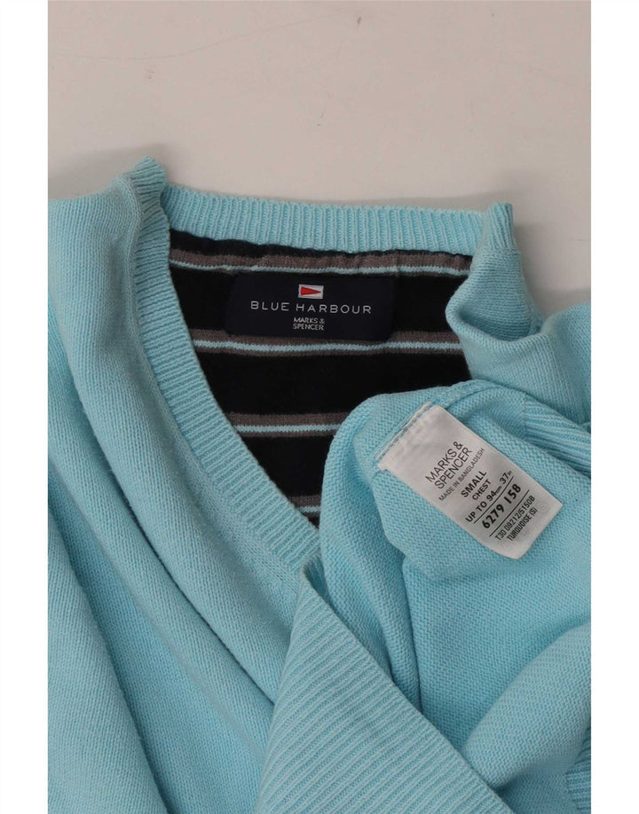 Marks & Spencer Pull à col en V Blue Harbour pour homme, petit turquoise