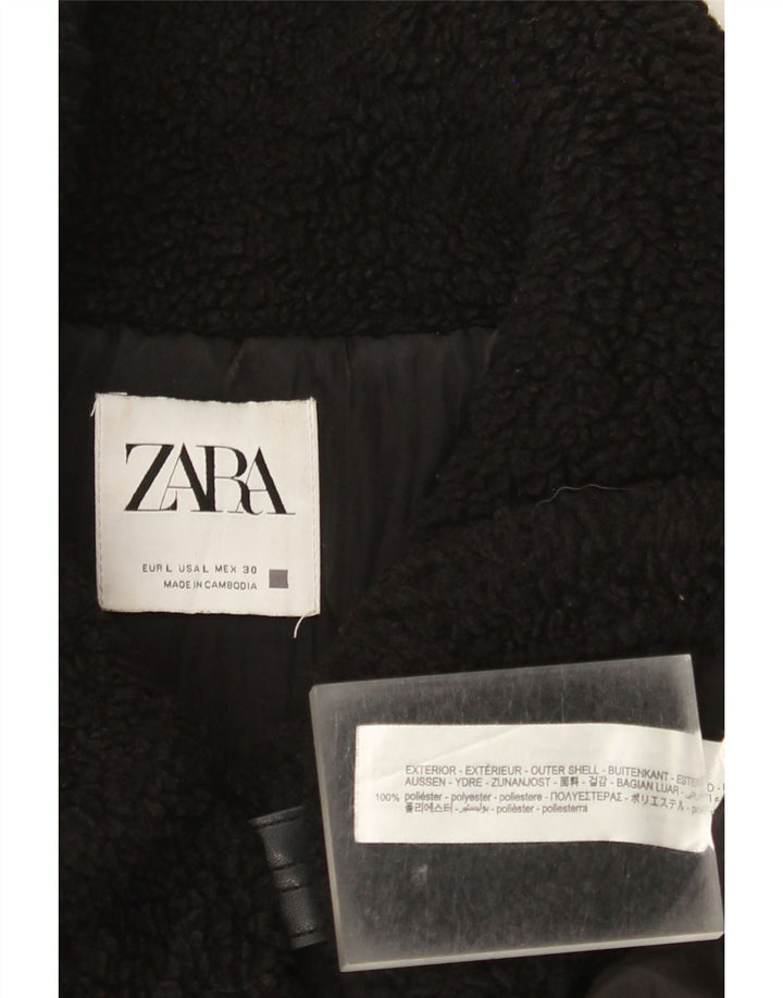 Zara Veste polaire femme UK 16 Large Noir Polyester