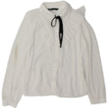 Zara Chemisier surdimensionné à volants sur le devant pour femme UK 6 XS Blanc Polyester