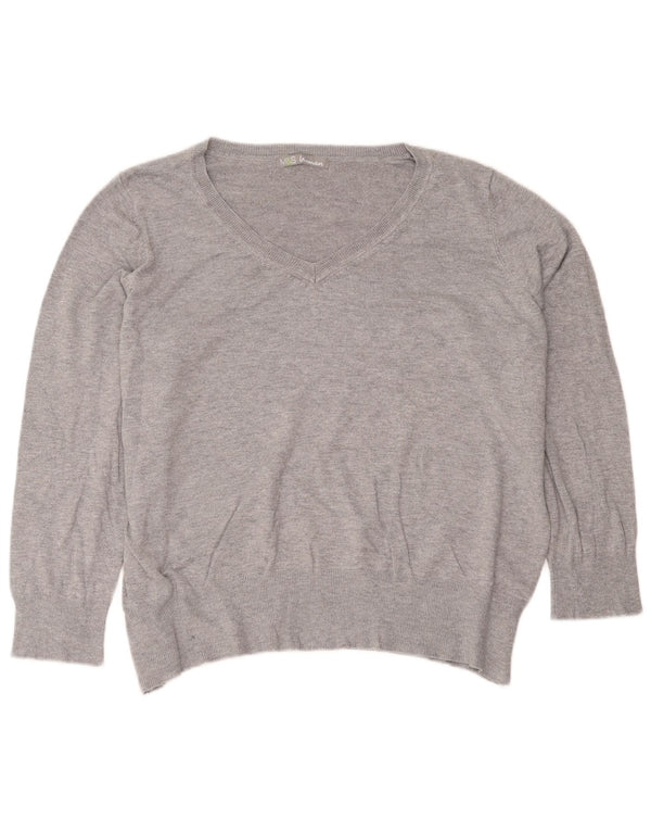 Marks & Spencer Pull col V pour femme UK 22 3XL Gris Viscose