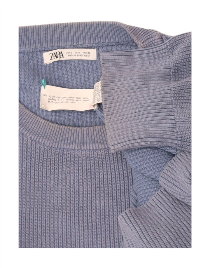 Zara Pull à col rond pour homme en coton bleu Taille L