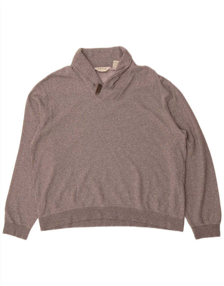 Orvis Sweat-shirt à col châle pour homme XL en coton gris