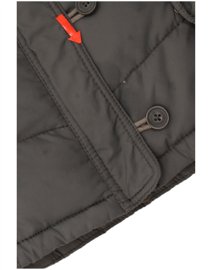 Hollister Gilet rembourré pour femme UK 14 Large Gris Polyester